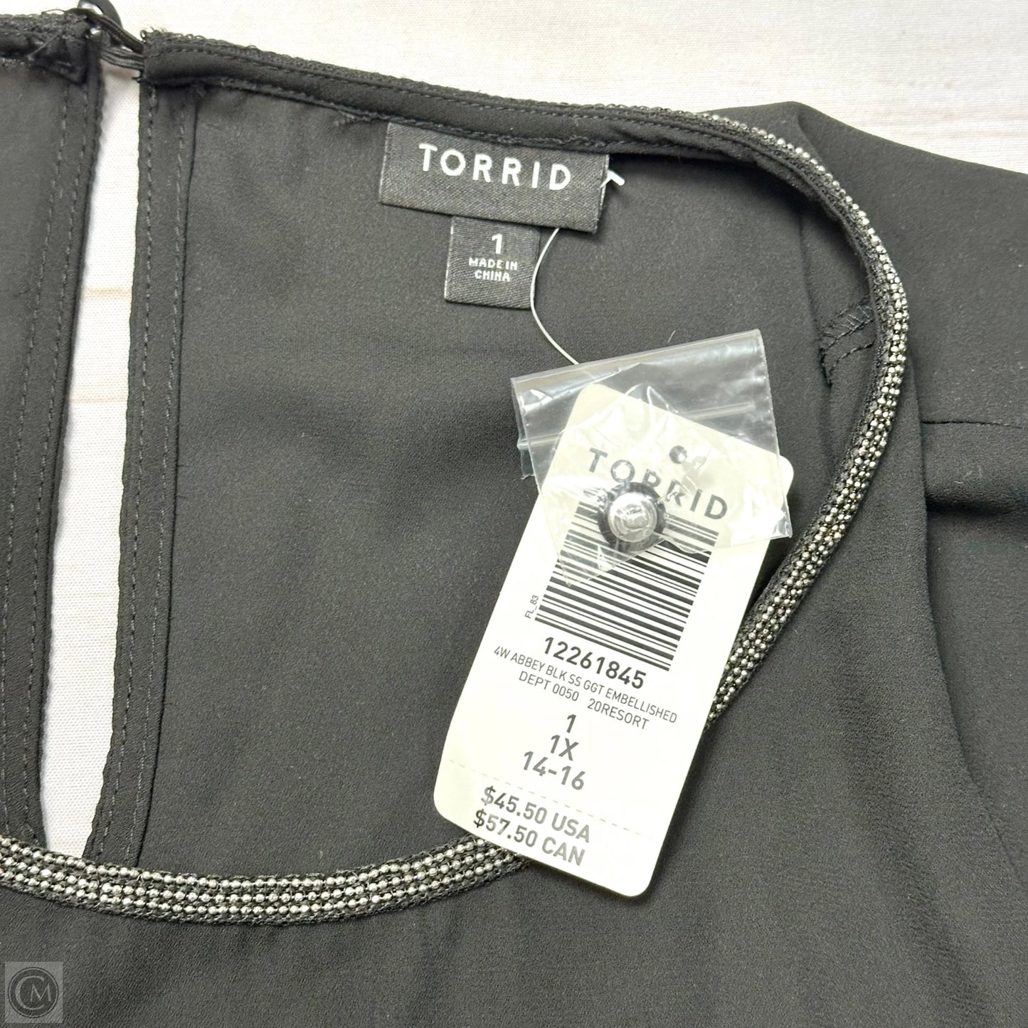 Blouse Short Sleeve By Torrid In Black, Size: 1x