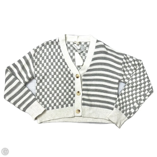 Sweater Cardigan By Hem & Thread In Green & White, Size: L