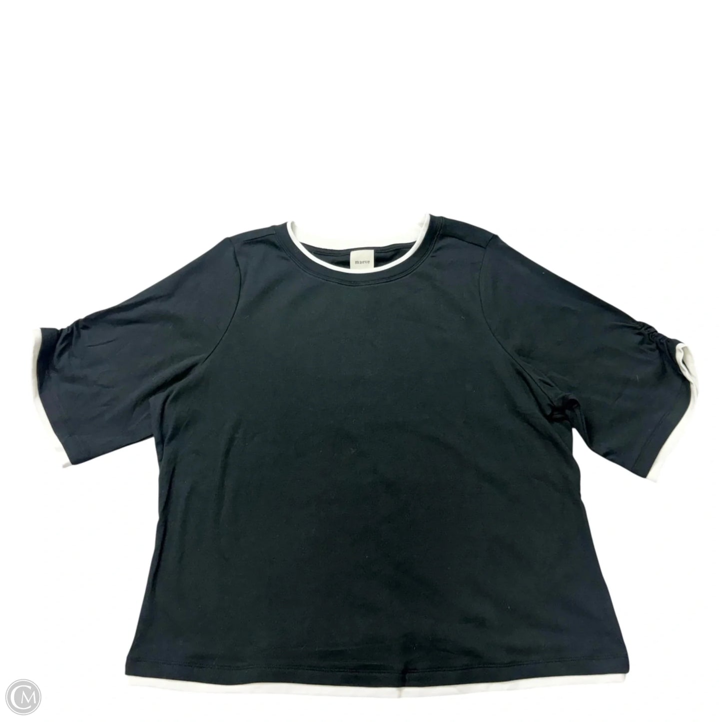 Top Short Sleeve By Maeve In Black & White, Size: 2x