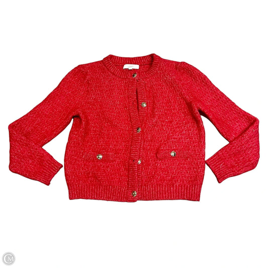 Sweater Cardigan By Loft In Red, Size: L
