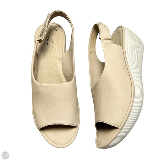 Sandals Heels Wedge By Clarks In Cream, Size: 8