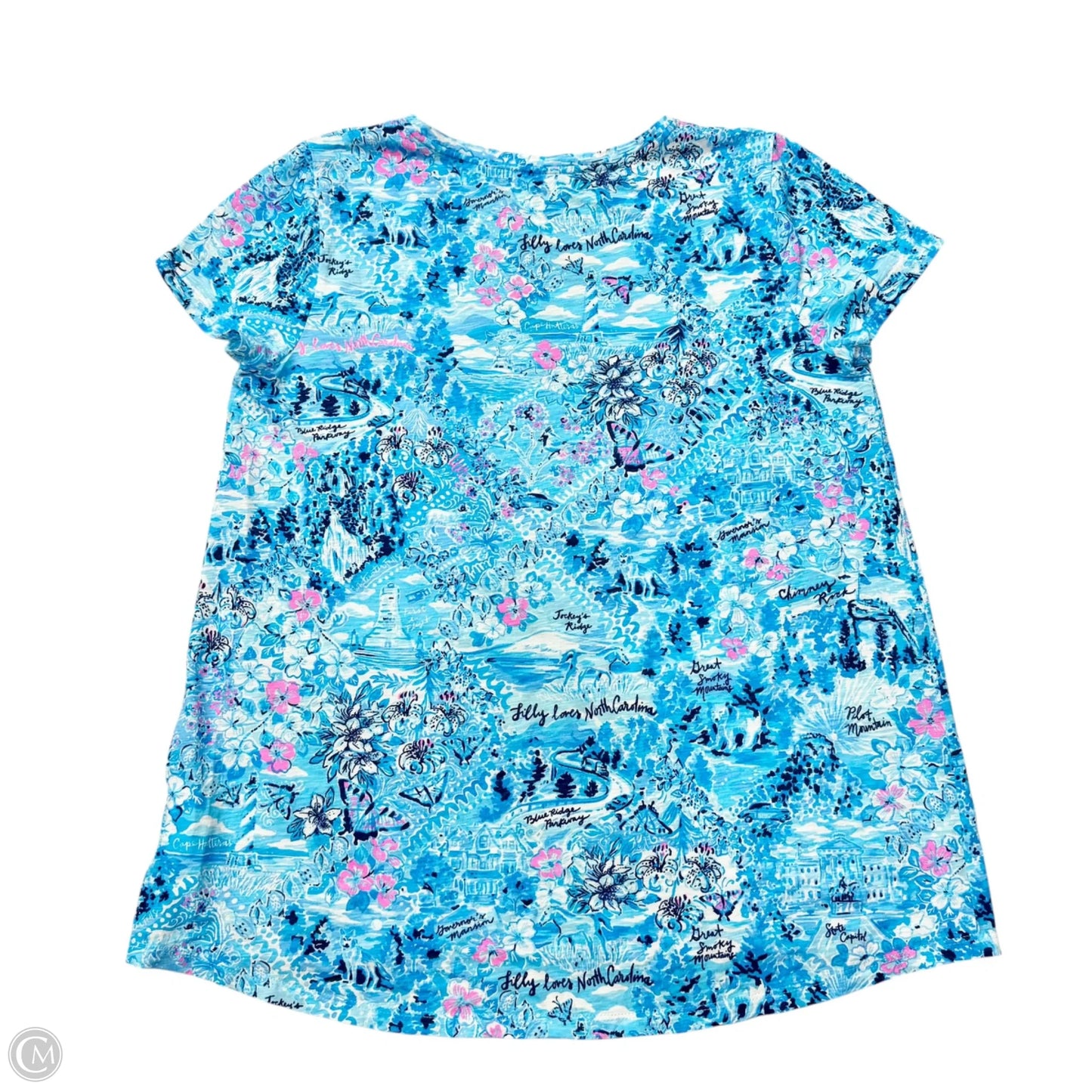 Top Short Sleeve Designer By Lilly Pulitzer In Blue, Size: L