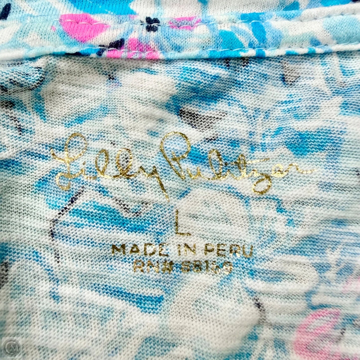 Top Short Sleeve Designer By Lilly Pulitzer In Blue, Size: L