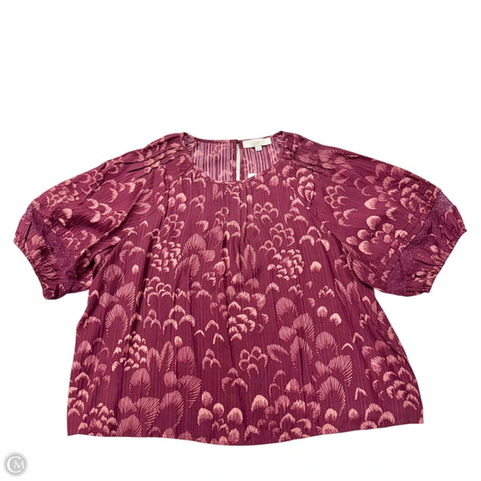 Top Short Sleeve By Loft In Maroon, Size: Xl