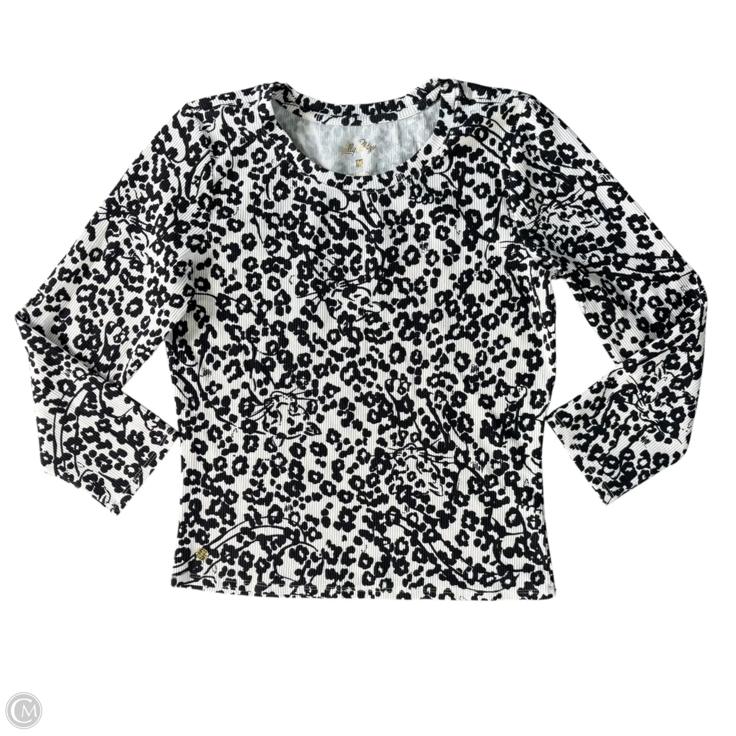 Top Long Sleeve Designer By Lilly Pulitzer In Black & White, Size: M