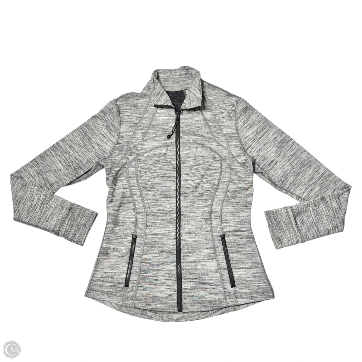 Athletic Jacket By Lululemon In Black & Grey, Size: M