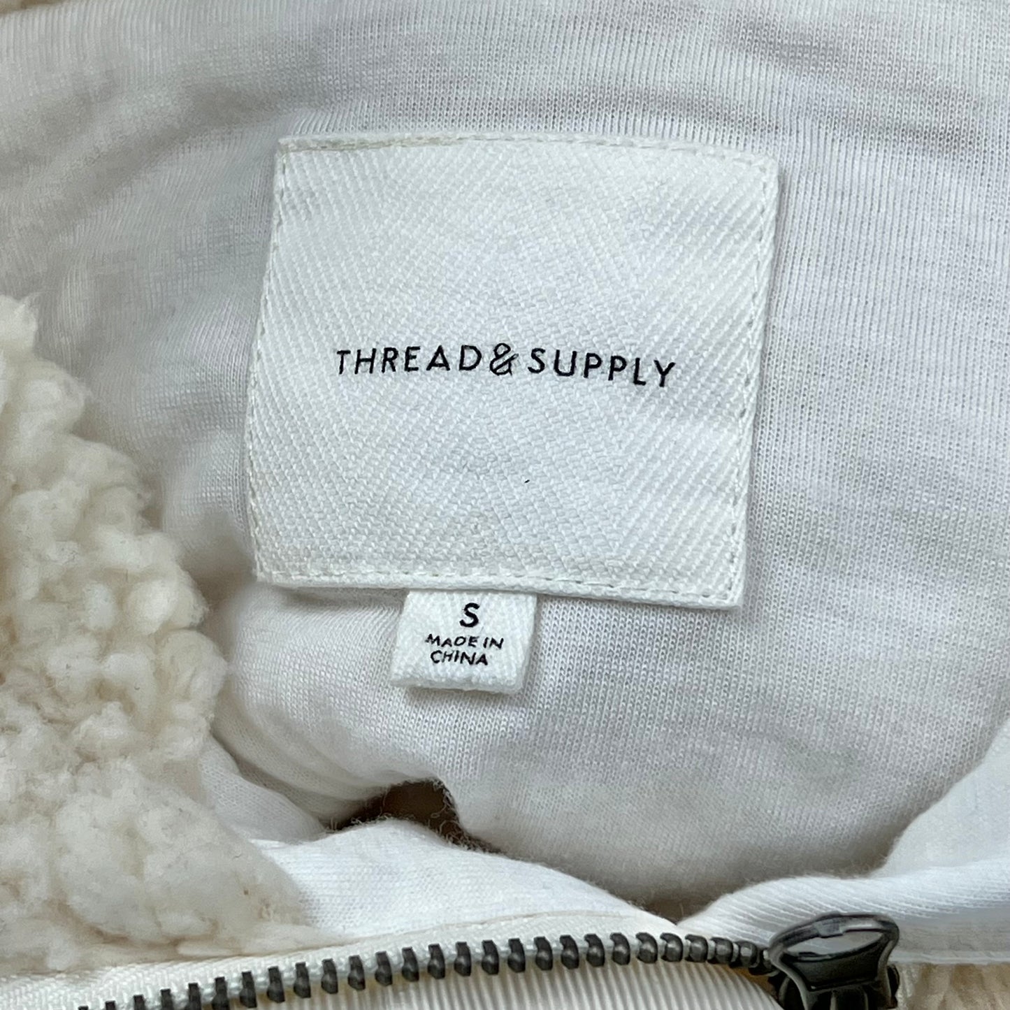 Cream Jacket Faux Fur & Sherpa By Thread And Supply, Size: S