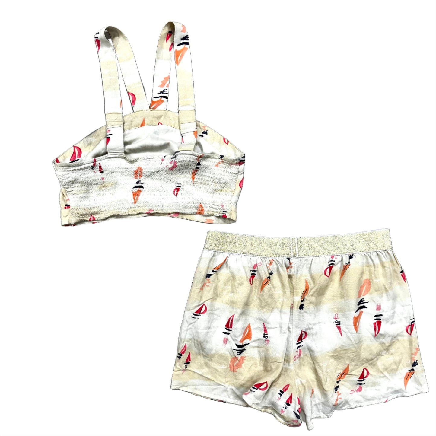 Tan & White Shorts Set Aerie, Size M