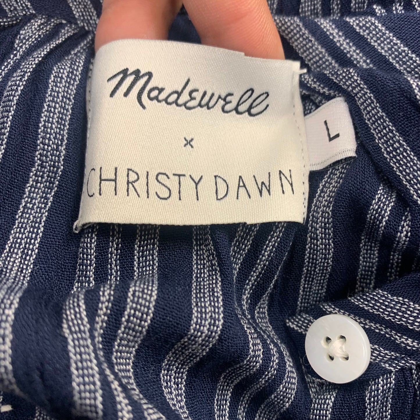 Tunic Long Sleeve By Madewell In Blue & White, Size: L