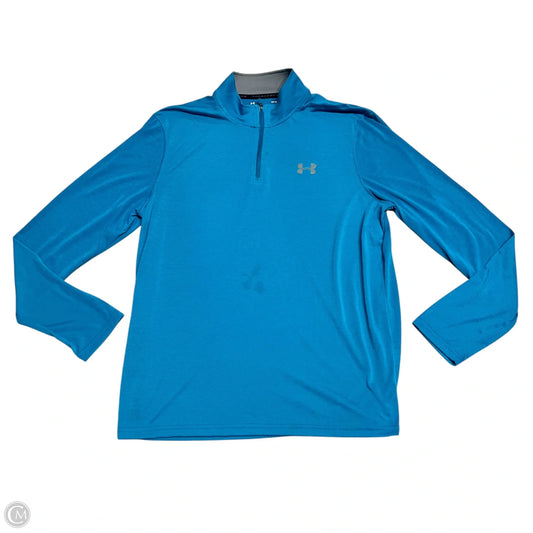 Athletic Top Long Sleeve Collar By Under Armour In Blue, Size: L