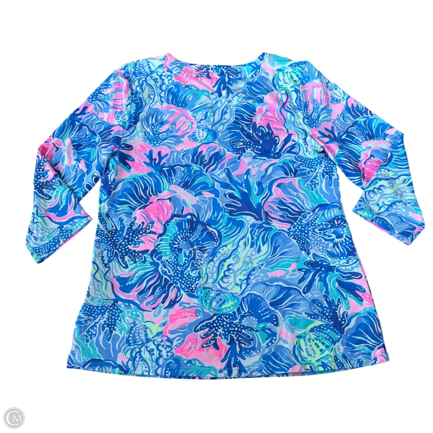 Top Long Sleeve Designer By Lilly Pulitzer In Blue & Pink, Size: L