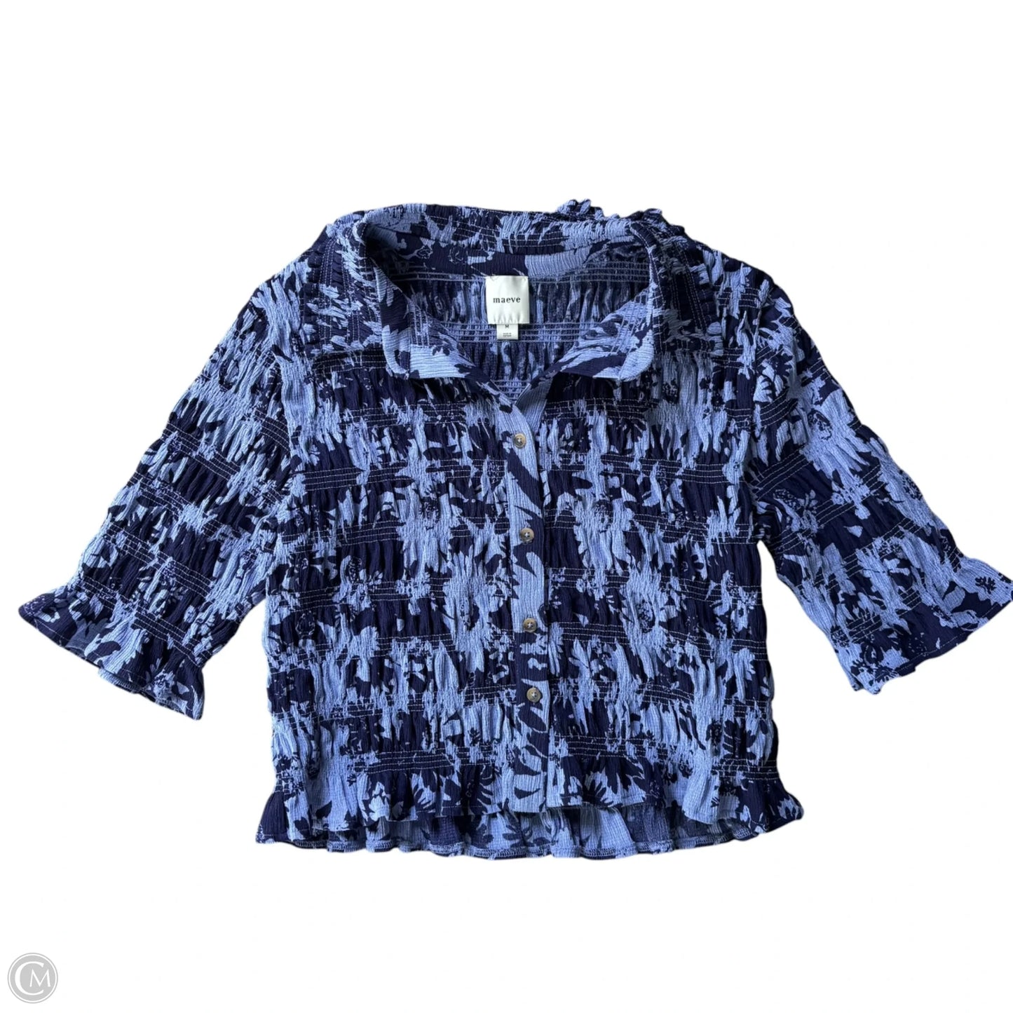 Top 3/4 Sleeve By Maeve In Blue, Size: M