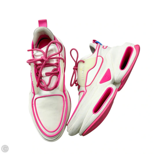 Shoes Luxury Designer By Balmain In White, Size: 9