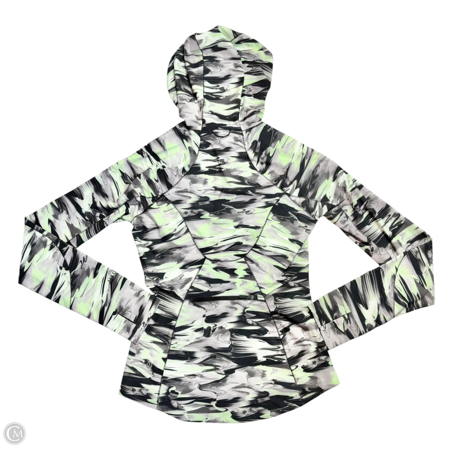 Athletic Jacket By Lululemon In Black & Green, Size: S