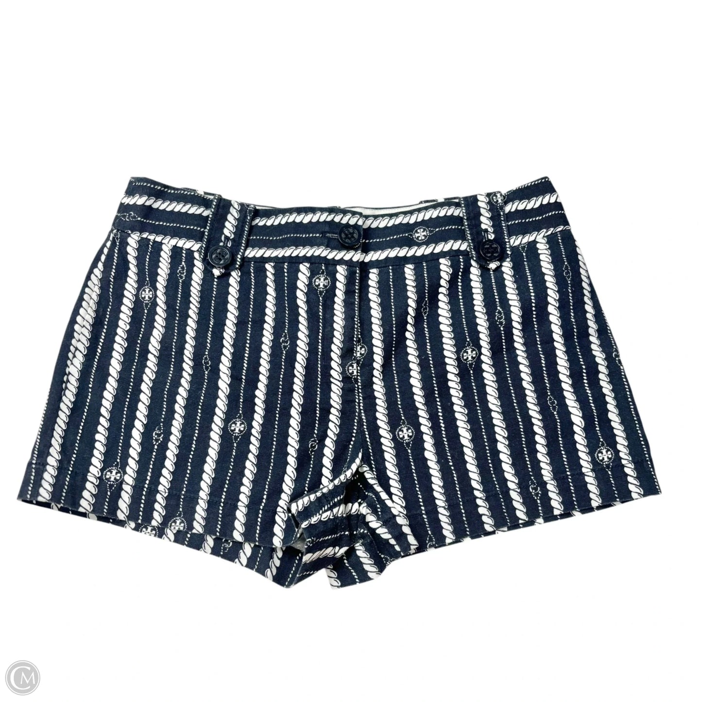Shorts Designer By Tory Burch In Blue & White, Size: 8