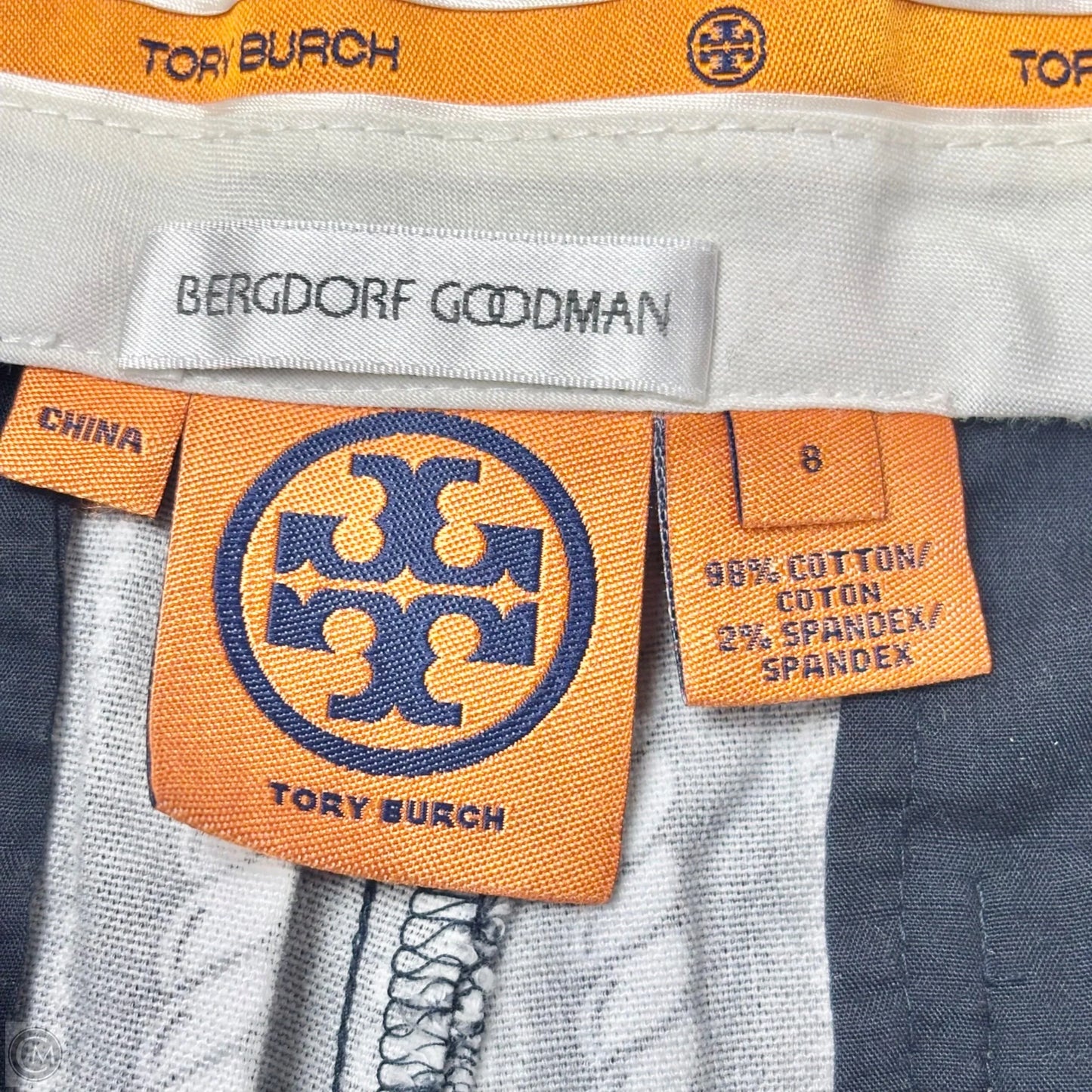 Shorts Designer By Tory Burch In Blue & White, Size: 8