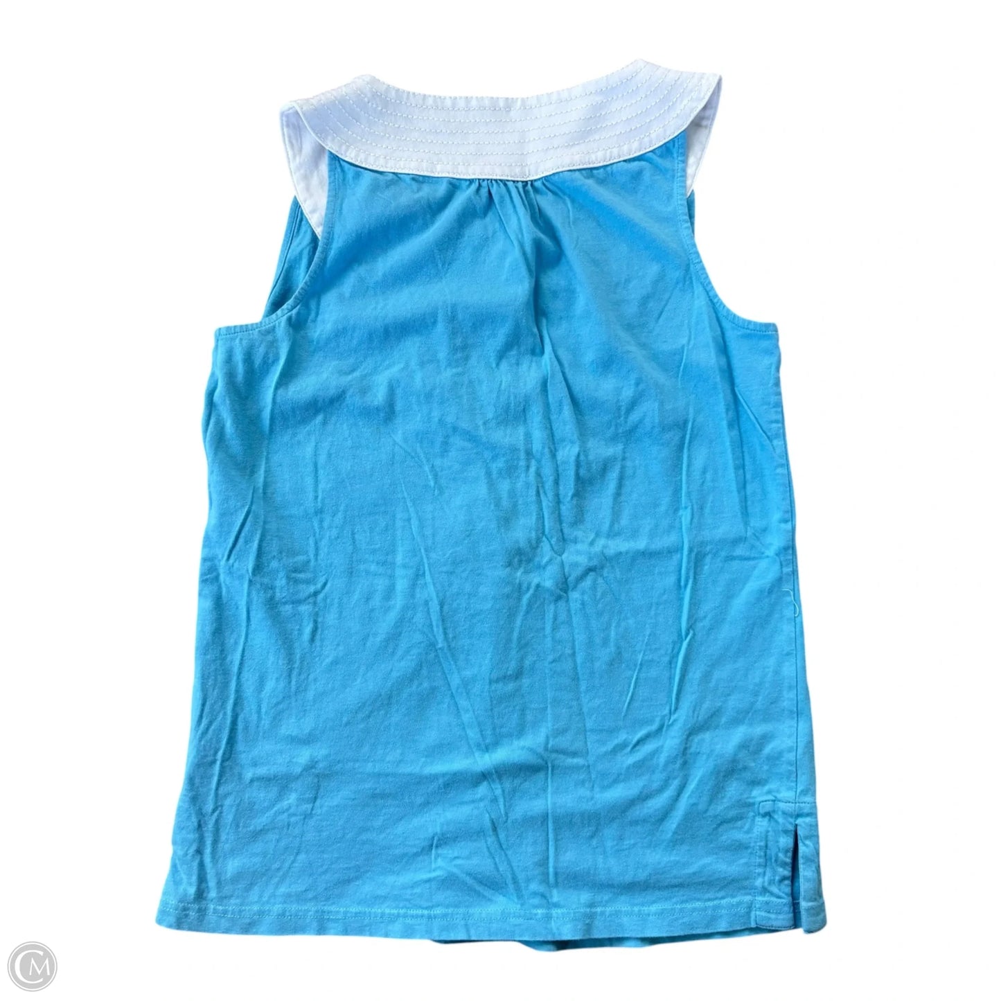 Top Short Sleeve Designer By Lilly Pulitzer In Blue & White, Size: Xs