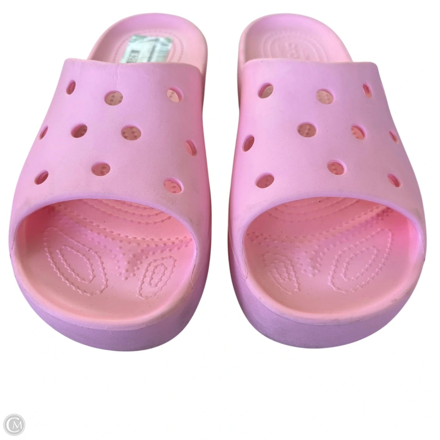 Sandals Flats By Crocs In Pink, Size: 9
