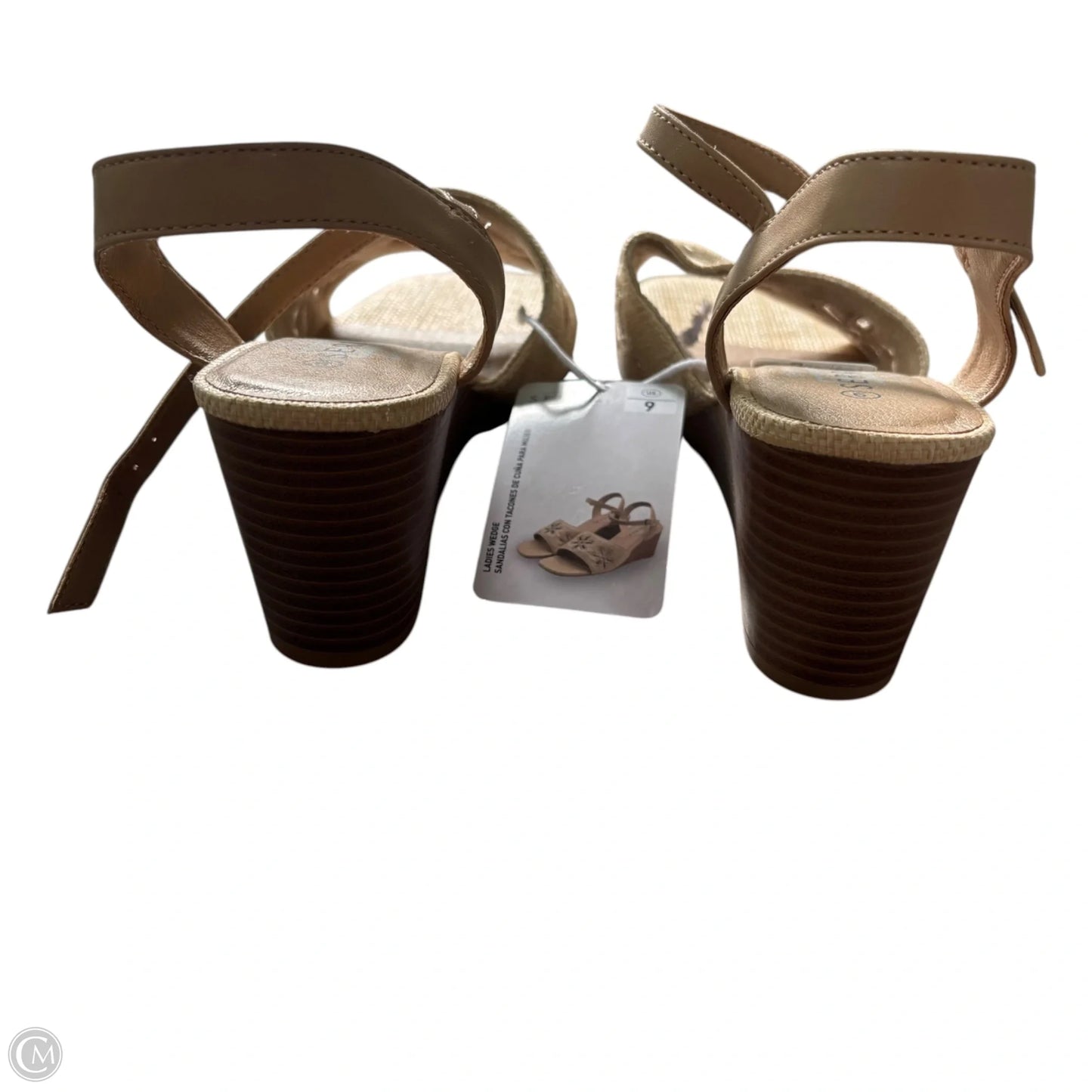 Sandals Heels Wedge By Serra In Tan, Size: 9