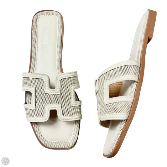 Sandals Flats By Top Moda In Cream, Size: 8.5