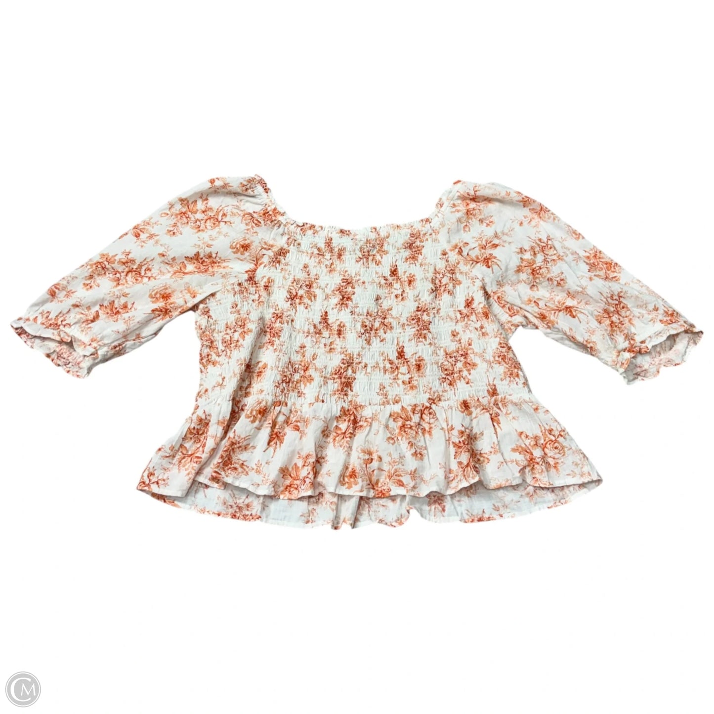 Top Short Sleeve By Loft In Orange & White, Size: Xl