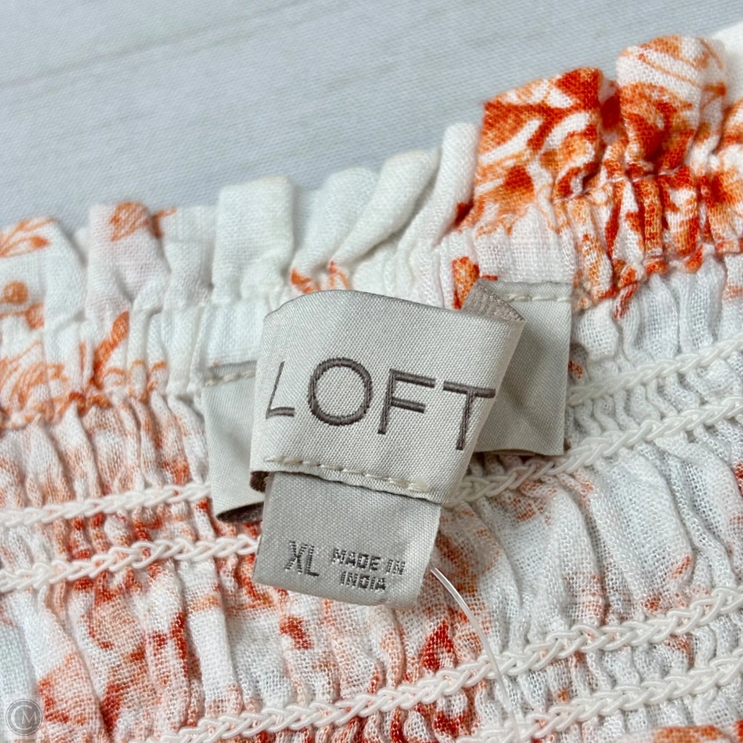 Top Short Sleeve By Loft In Orange & White, Size: Xl