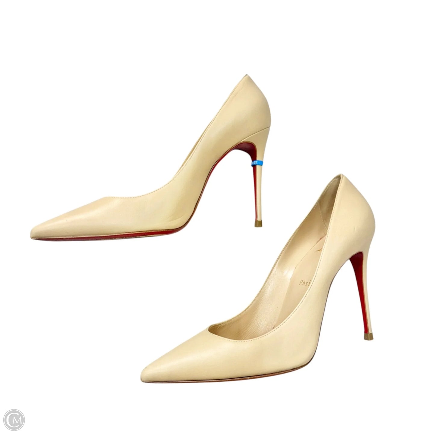 Shoes Luxury Designer By Christian Louboutin In Tan, Size: 9
