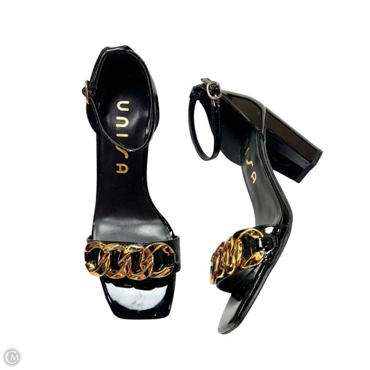 Shoes Heels Block By Unisa In Black & Gold, Size: 6