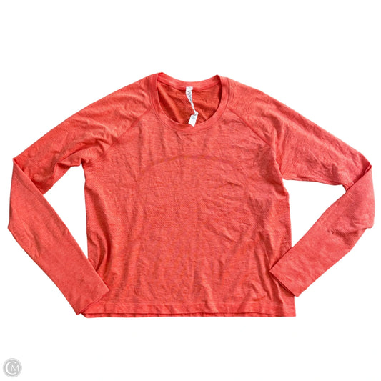 Athletic Top Long Sleeve Crewneck By Lululemon In Orange, Size: L