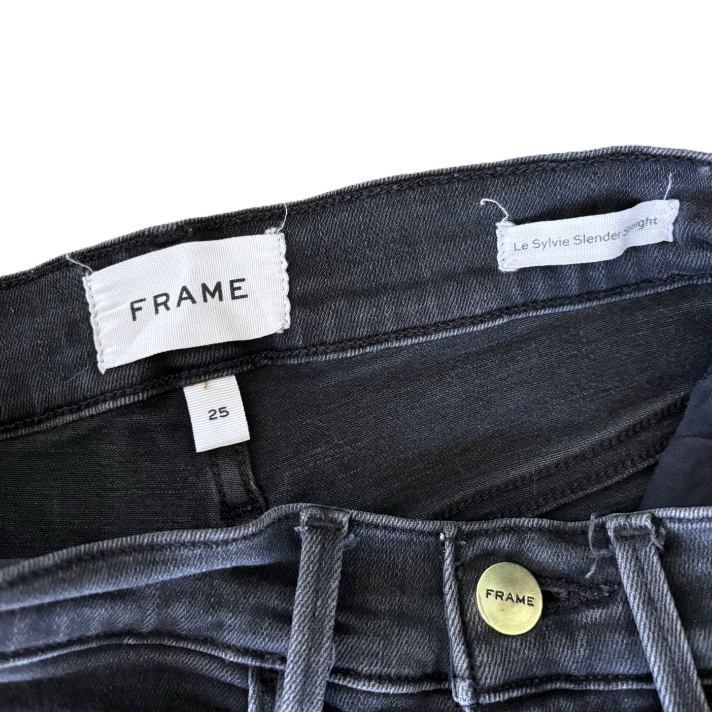 Jeans Skinny By Frame In Black Denim, Size: 2