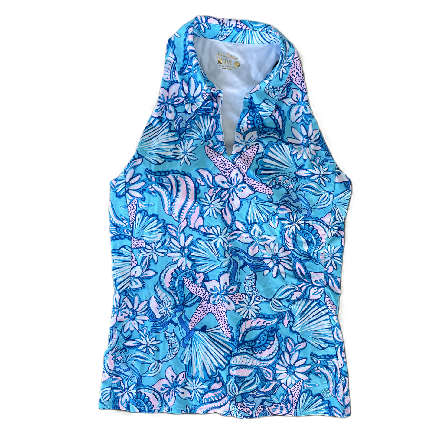 Top Sleeveless Designer By Lilly Pulitzer In Blue & Pink, Size: M