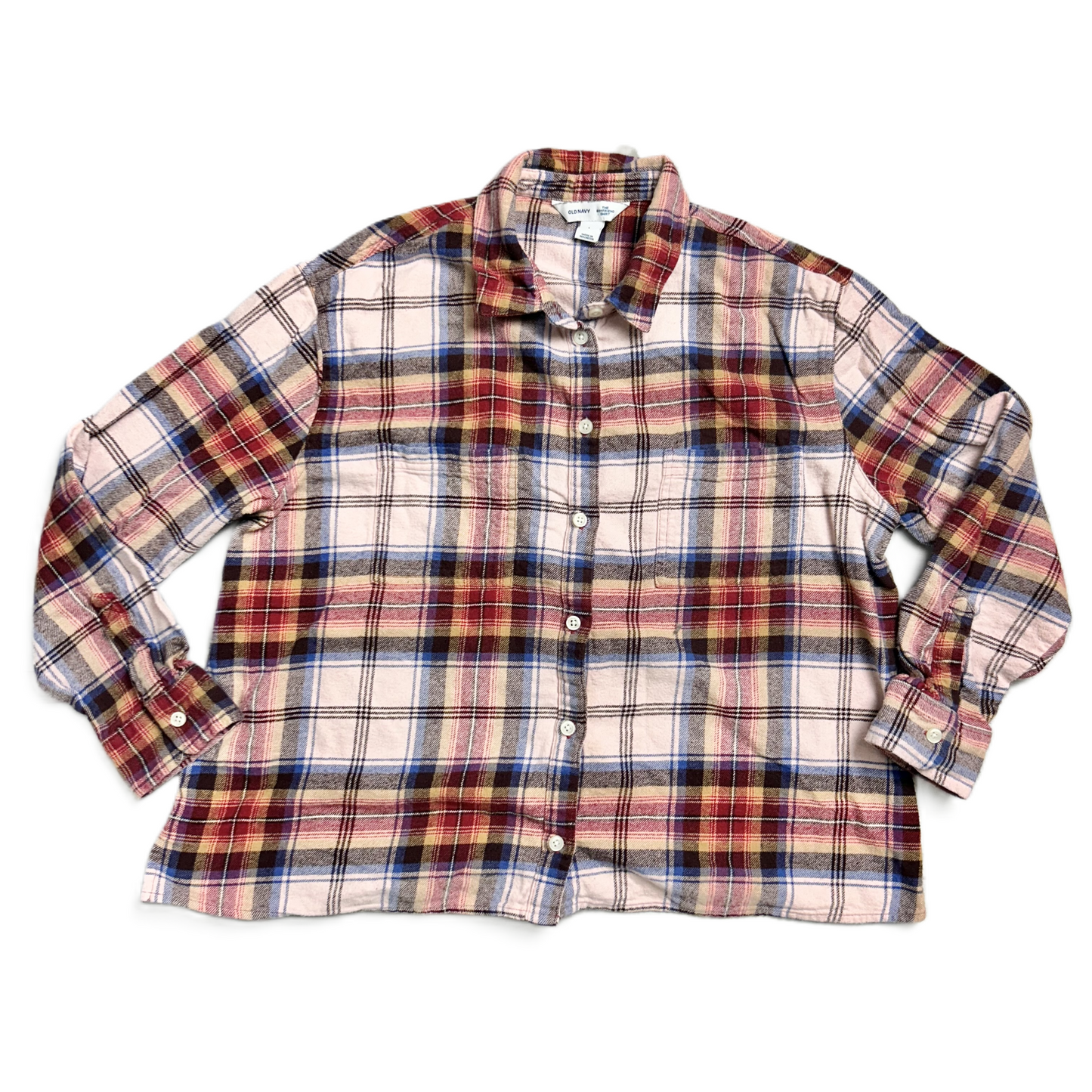 Top Long Sleeve By Old Navy In Plaid Pattern, Size: L