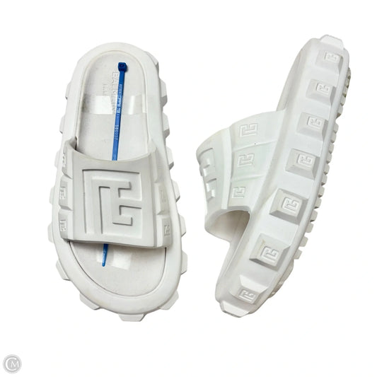 Sandals Luxury Designer By Balmain In White, Size: 6