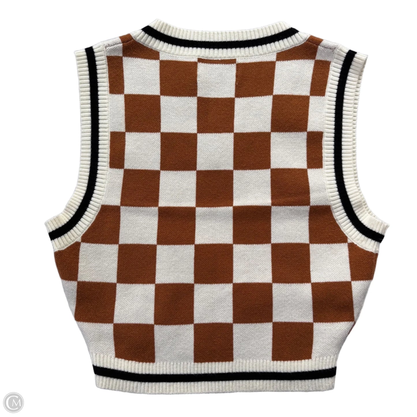 Vest Sweater By Urban Outfitters In Brown & Cream, Size: S