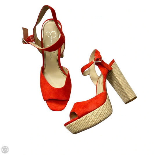 Sandals Heels Wedge By Jessica Simpson In Red, Size: 9.5