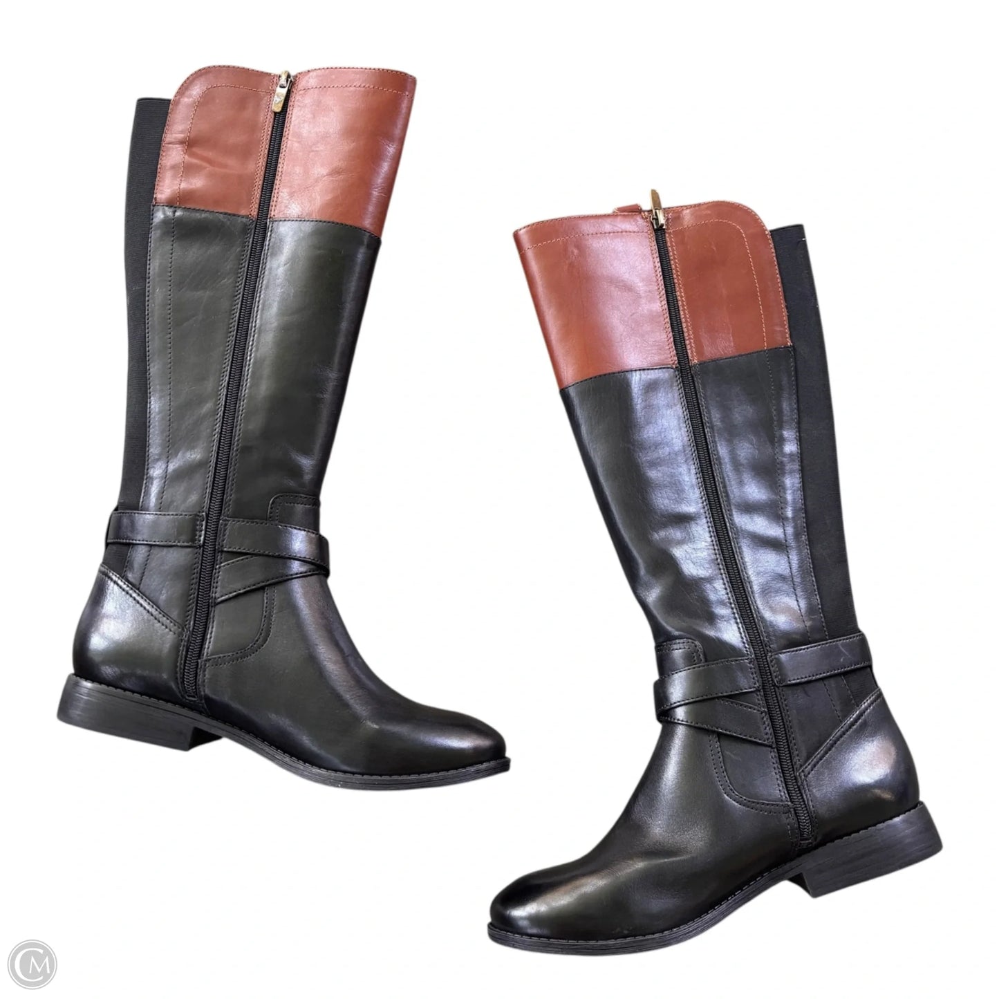 Boots Knee Flats By Marc Fisher In Black & Brown, Size: 10