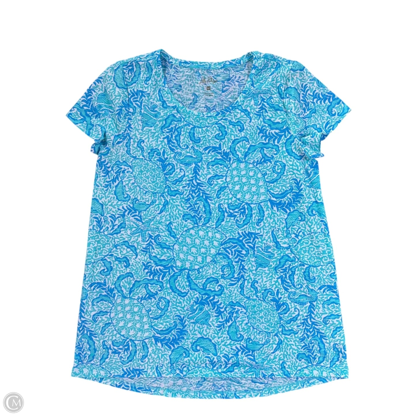 Top Short Sleeve Designer By Lilly Pulitzer In Blue, Size: M
