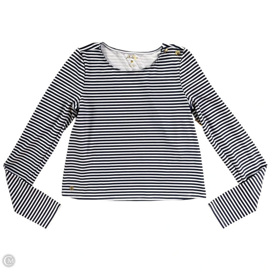 Top Long Sleeve Designer By Lilly Pulitzer In Blue & White, Size: S