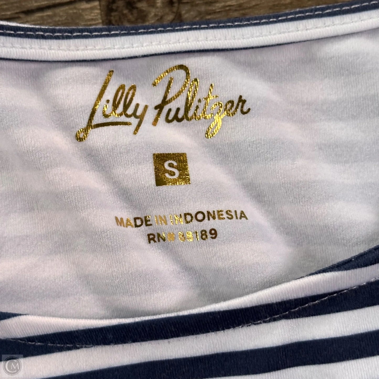 Top Long Sleeve Designer By Lilly Pulitzer In Blue & White, Size: S