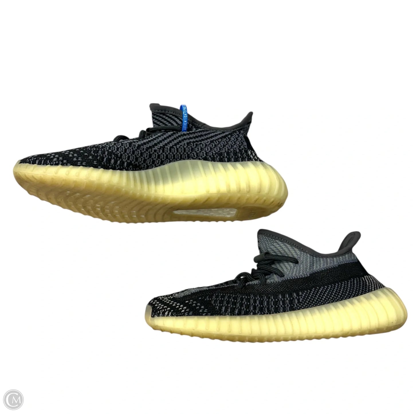 Shoes Luxury Designer By Yeezy In Black & Grey, Size: 7.5