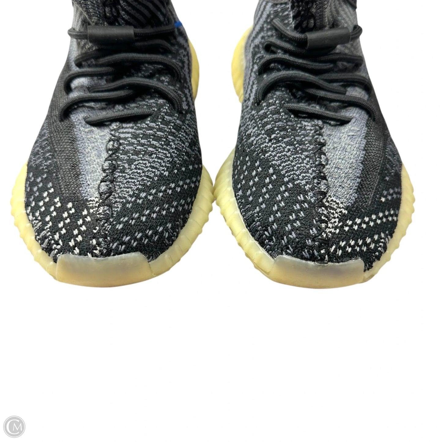 Shoes Luxury Designer By Yeezy In Black & Grey, Size: 7.5