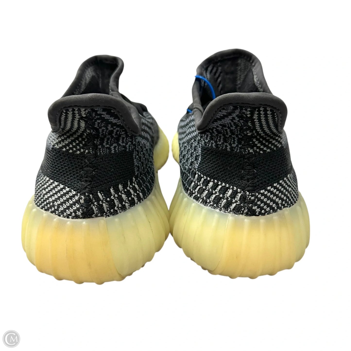 Shoes Luxury Designer By Yeezy In Black & Grey, Size: 7.5