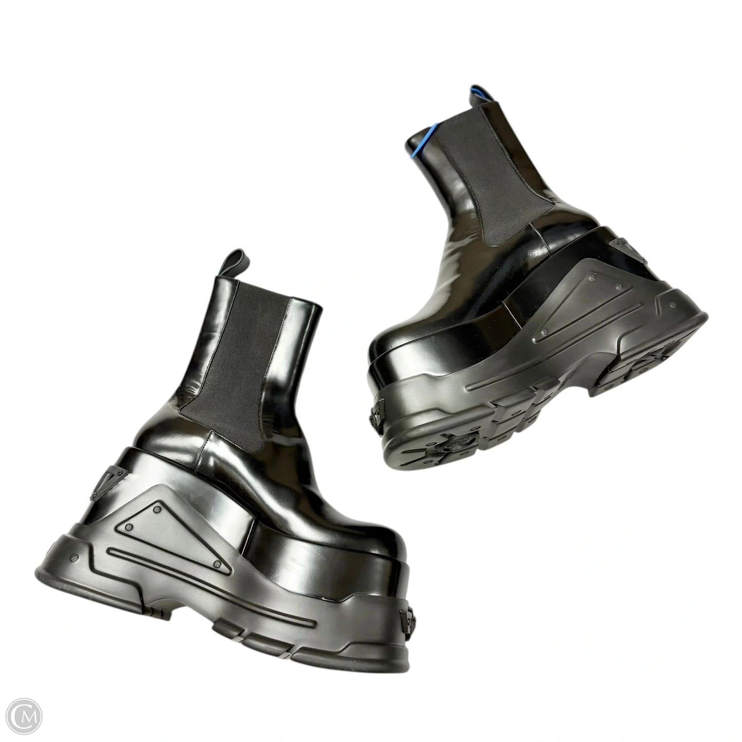 Boots Luxury Designer By Versace In Black, Size: 7.5