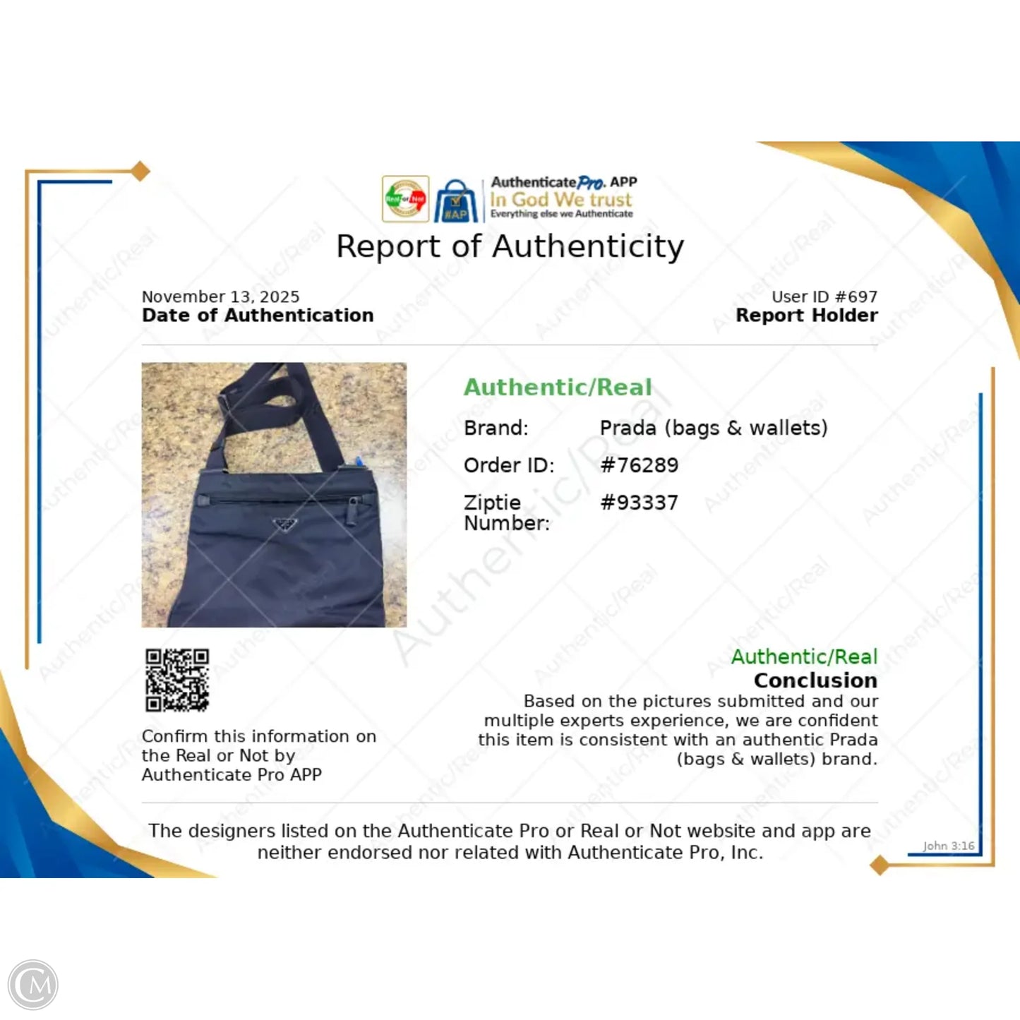 Crossbody Luxury Designer By Prada, Size: Large