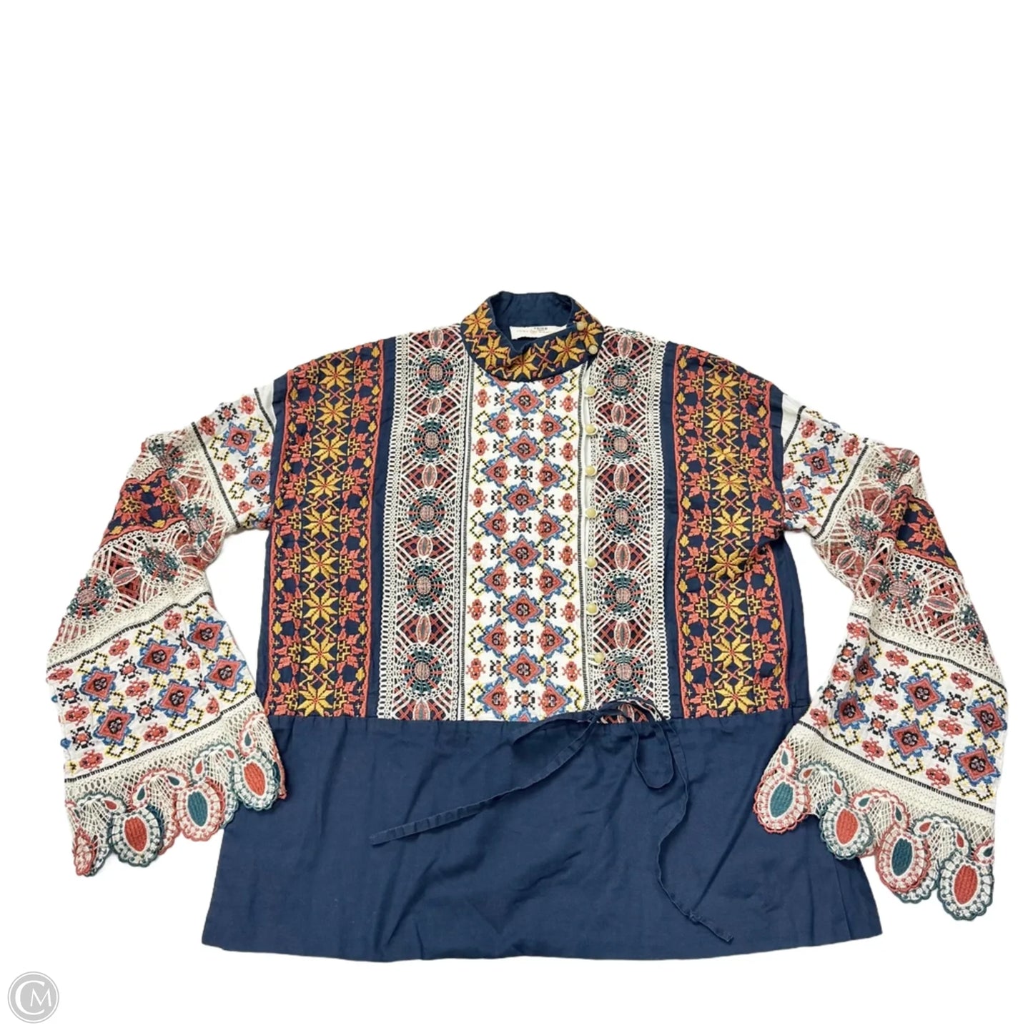 Top Long Sleeve Designer By Tory Burch In Blue & Orange, Size: 2