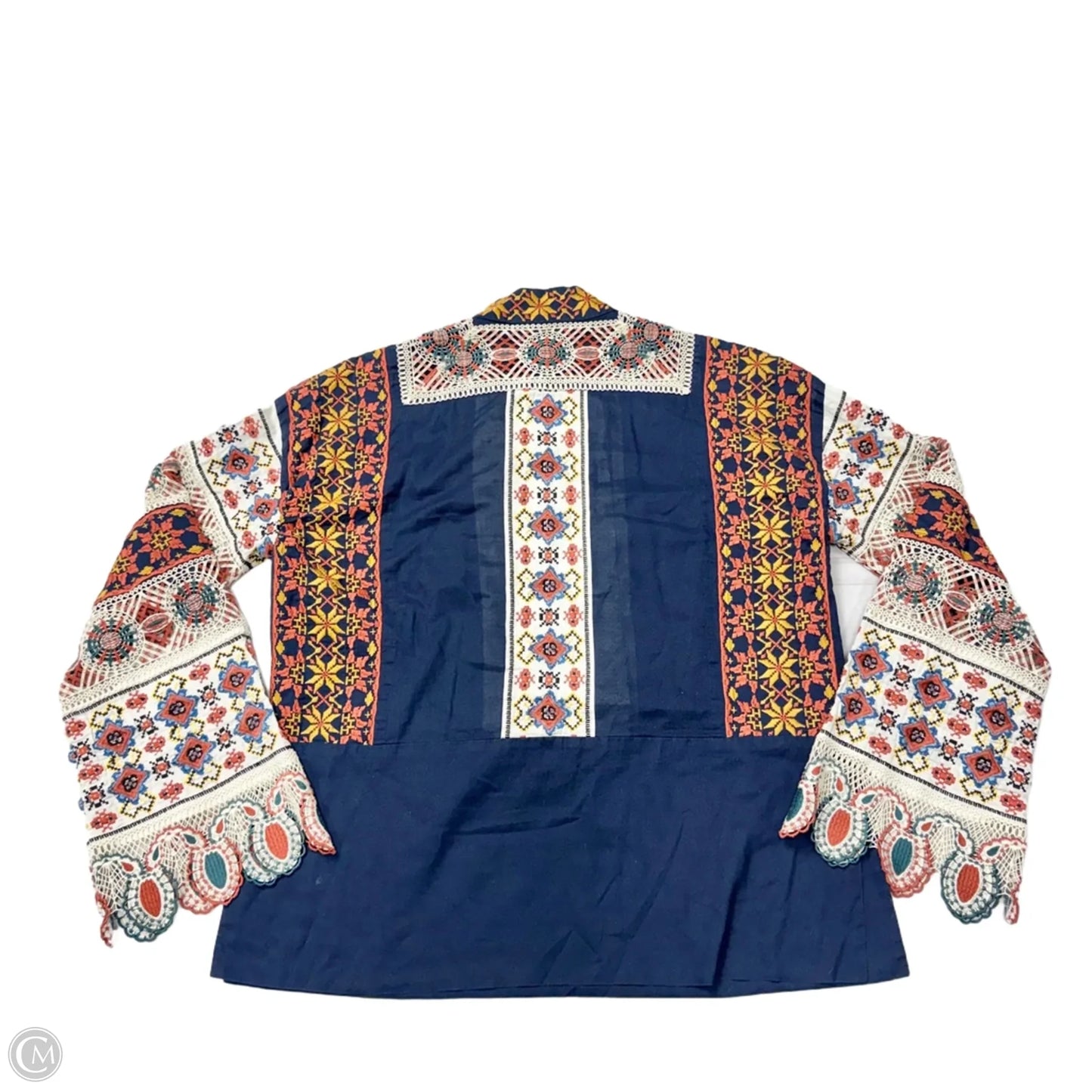 Top Long Sleeve Designer By Tory Burch In Blue & Orange, Size: 2