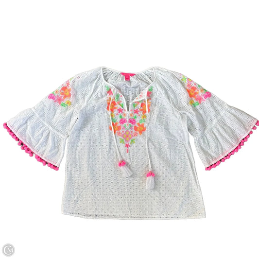 Top Long Sleeve Designer By Lilly Pulitzer In White, Size: S