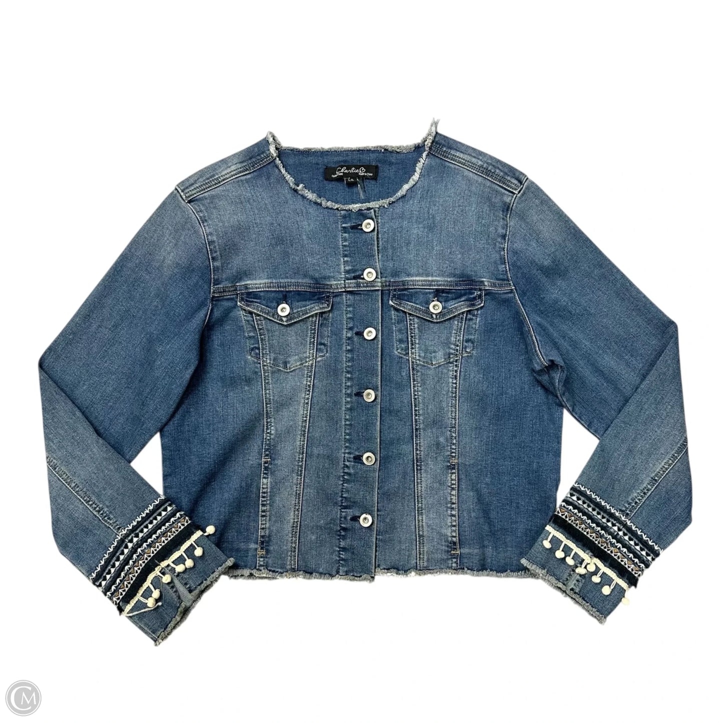 Jacket Denim By Charlie B In Blue, Size: L