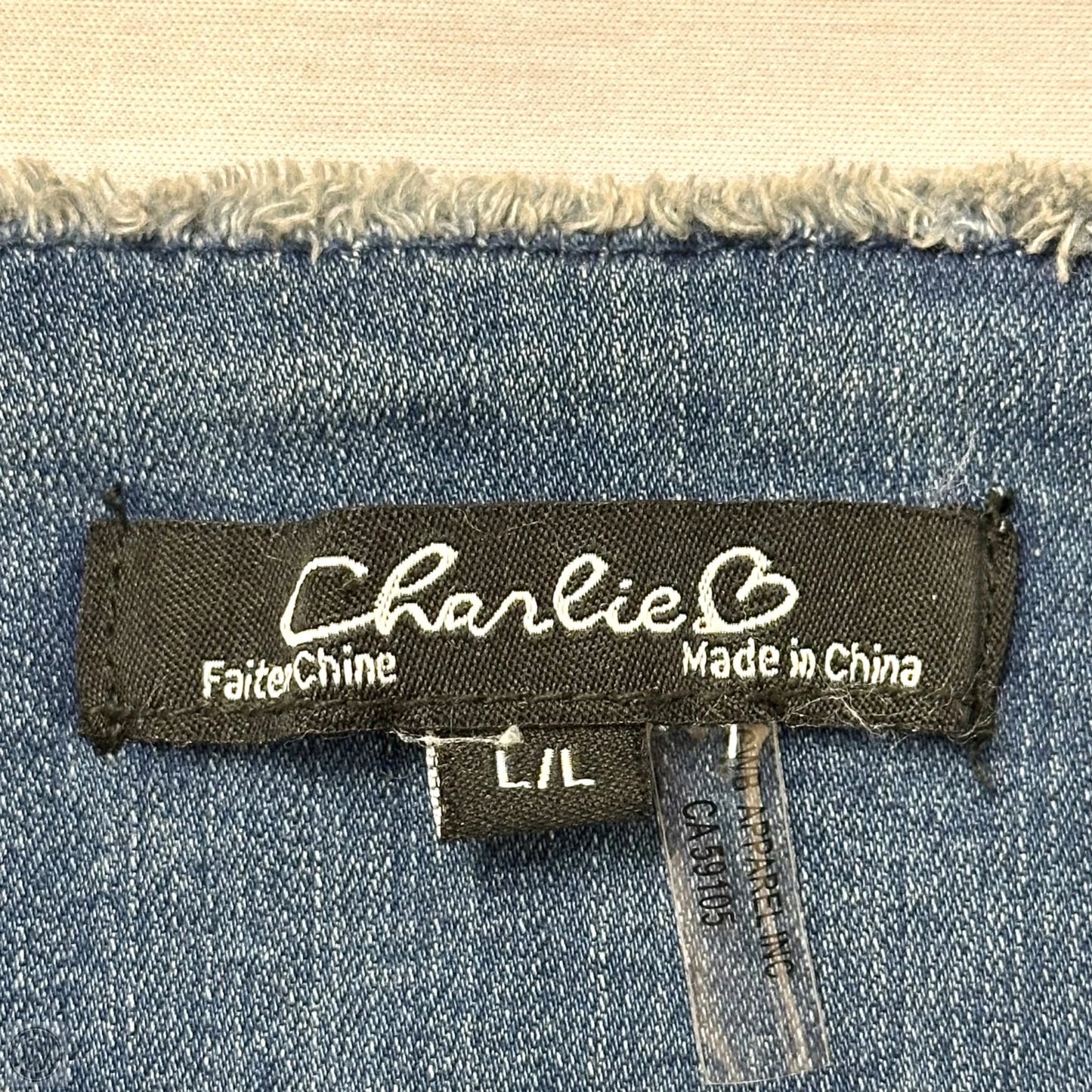 Jacket Denim By Charlie B In Blue, Size: L