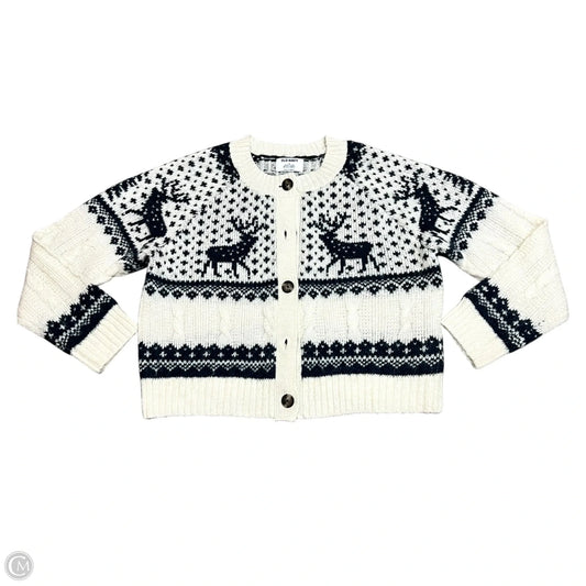 Sweater Cardigan By Old Navy In Blue & White, Size: M